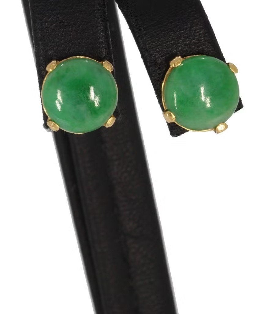 Jade 14k gouden set oorbellen edelsteen fraai kleur dames, Hangers, Ophalen of Verzenden, Zo goed als nieuw, Met edelsteen