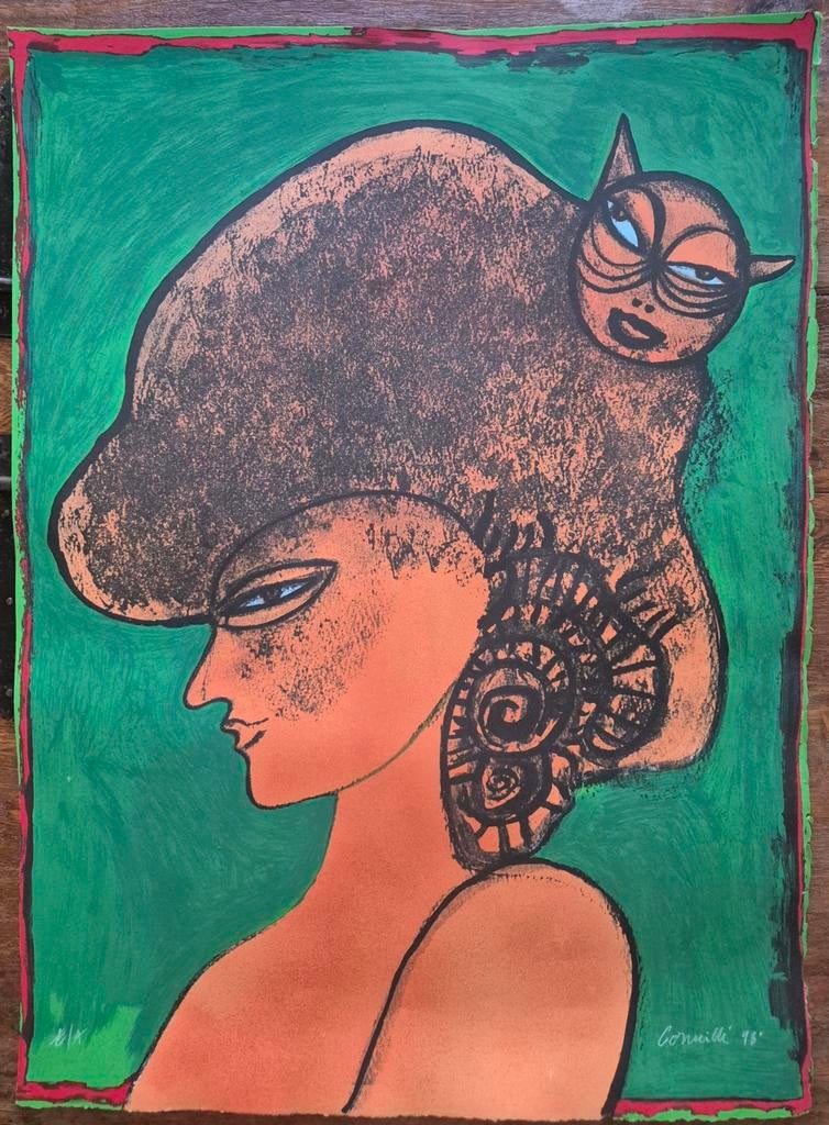 Corneille 'vrouw met kat', Antiquités & Art, Art | Lithographies & Sérigraphies, Enlèvement ou Envoi