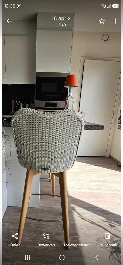 2 Barstoelen Vincent Sheppard (Lily counter stool oak base), Huis en Inrichting, Ophalen, Gebruikt, Met voetsteun, Hout