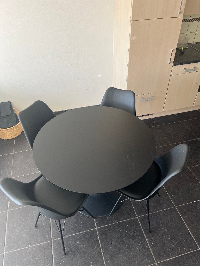 Table + chaises, Maison & Meubles, 100 à 150 cm, Quatre personnes, Rond, Comme neuf