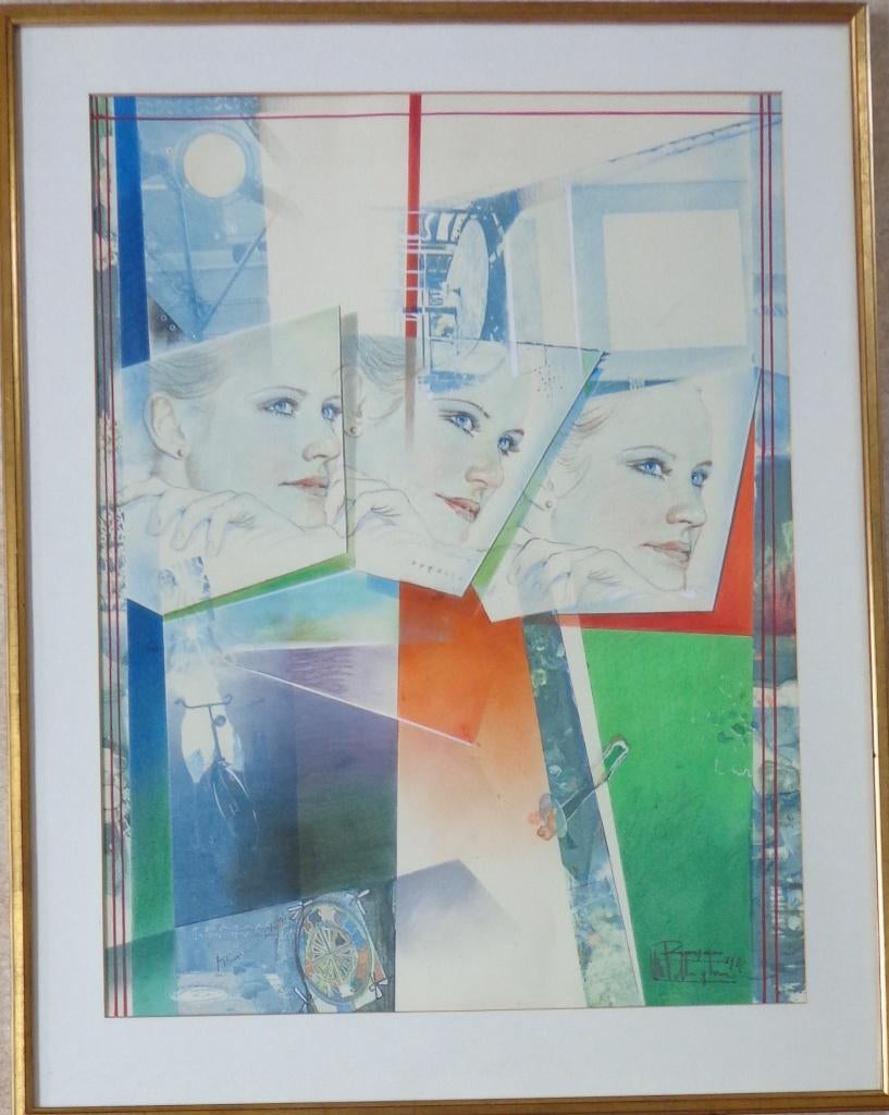 ROGER VAN BELLEGHEM / DRIEVOUD / ORIGINEEL WERK / 88x69cm, Enlèvement