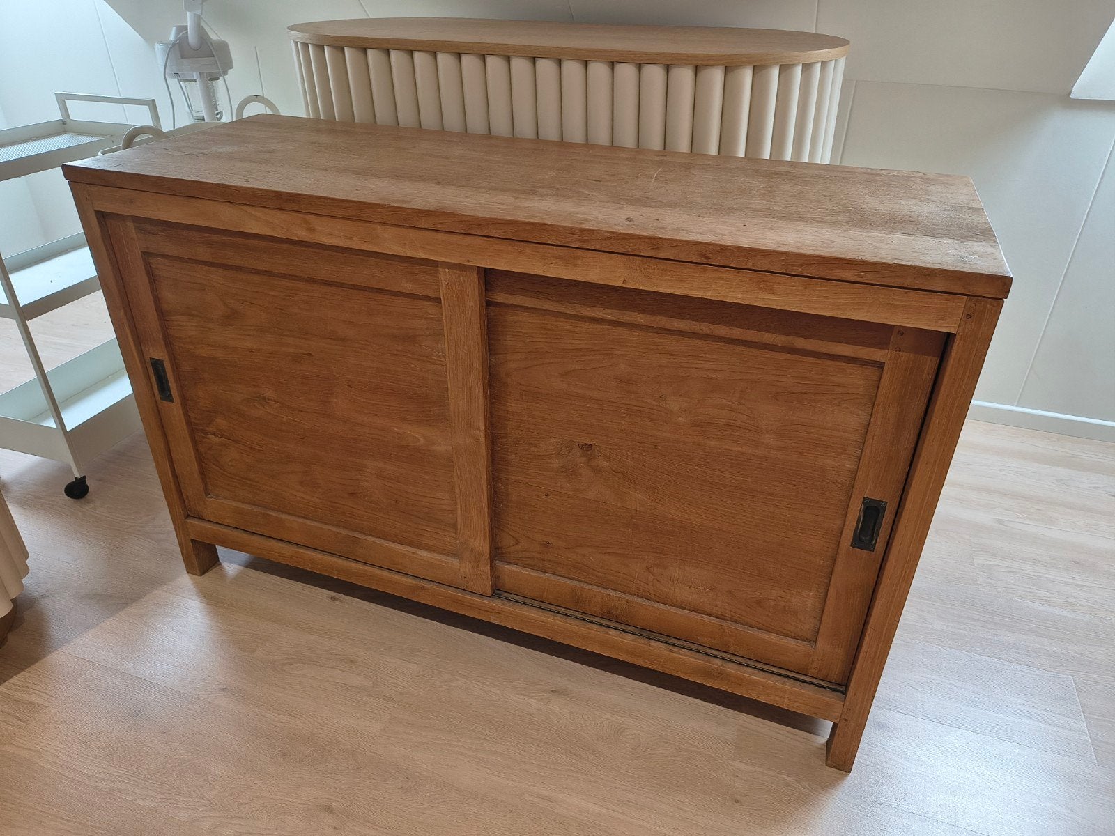 Teak dressoir 135x48cm, Ophalen, 100 tot 150 cm, Teakhout, 25 tot 50 cm