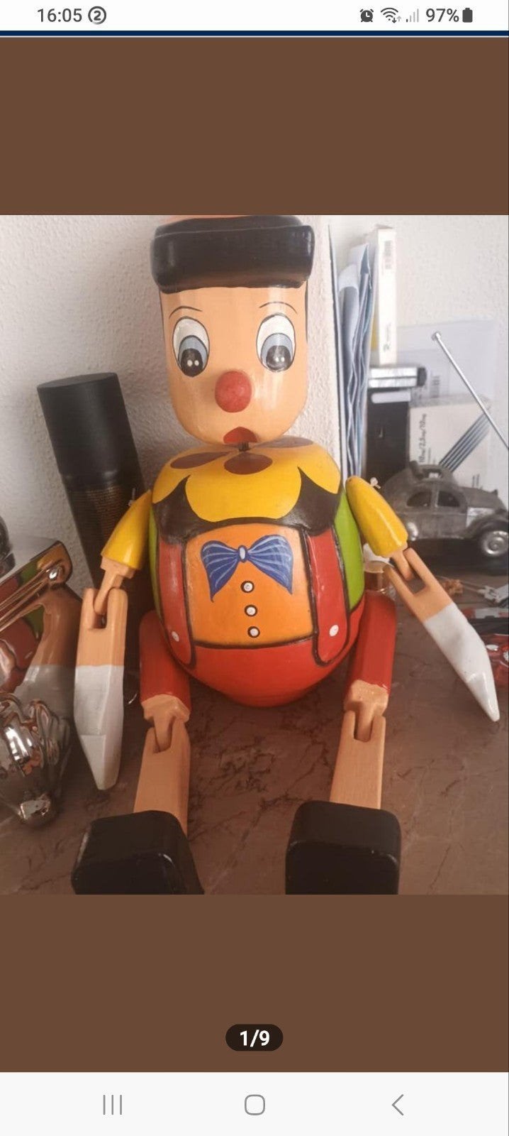 1 houten Pinokkio spaarvarken H35CM, Ophalen, Gebruikt
