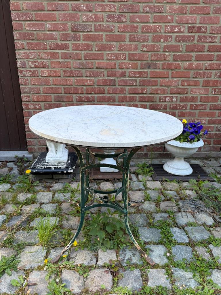 Table de jardin fer forger/marbre vintage, Enlèvement, Utilisé