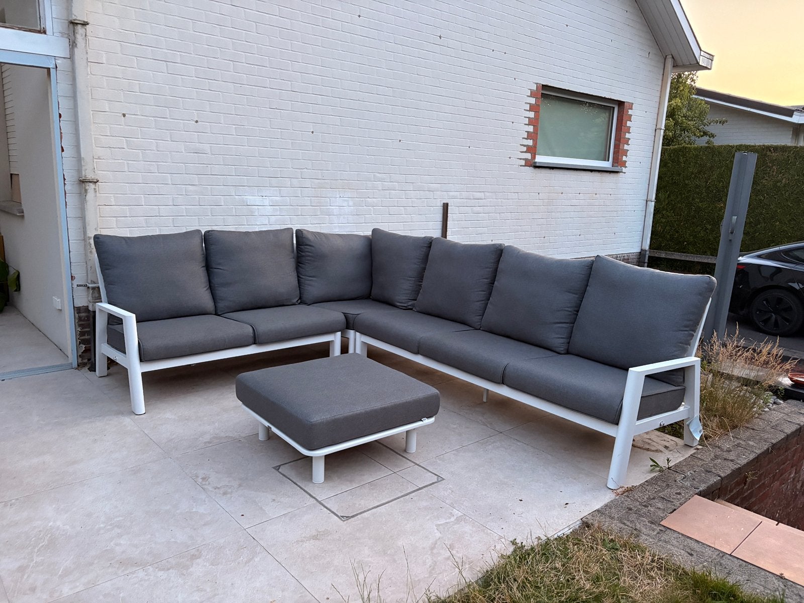 Exterioo Bristol loungeset – met voetbank, Ophalen, Zo goed als nieuw, Aluminium, Loungeset
