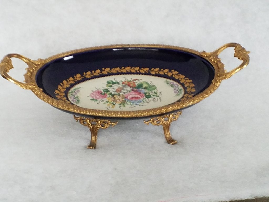 Coupe à fruits ACF bleu cobalt décor bleu sevres, Antiquités & Art, Enlèvement