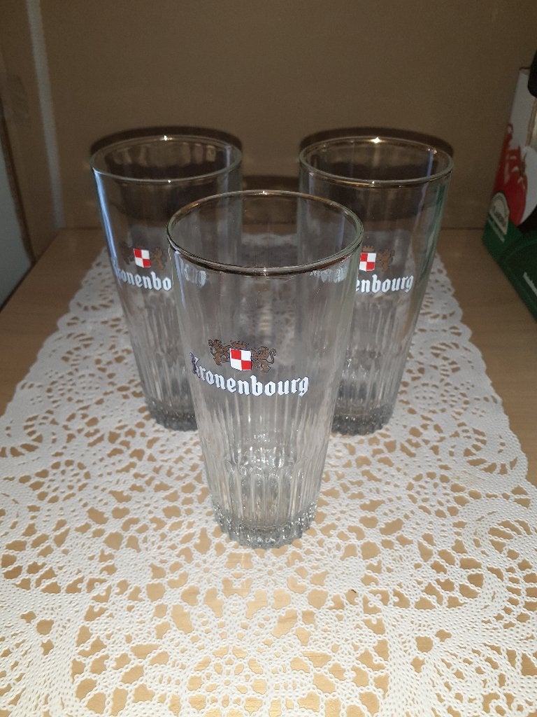 Verres de bière KRONEMBOURG (lot de 3 verres), Collections, Enlèvement, Utilisé, Verre ou Verres, Autres marques