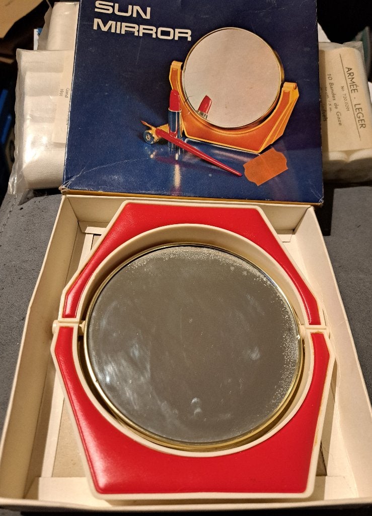 Miroir de maquillage vintage,  années 70, Enlèvement ou Envoi, Rond, Moins de 50 cm, Moins de 100 cm