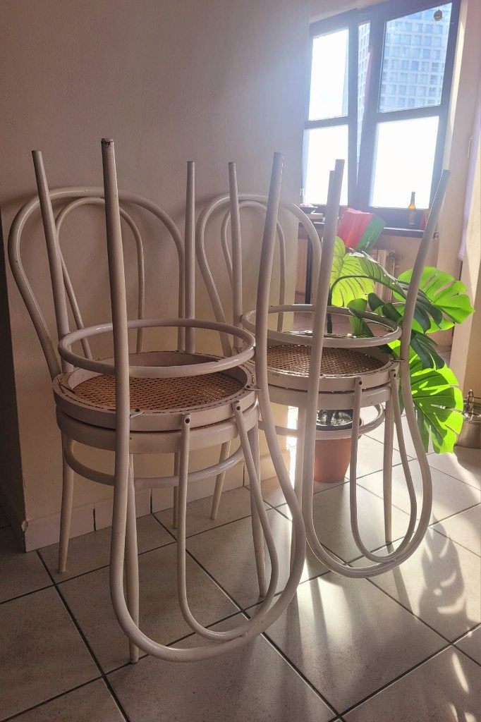 4 antieke Thonet eetkamerstoelen van de jaren 60 te koop, Antiek en Kunst, Ophalen