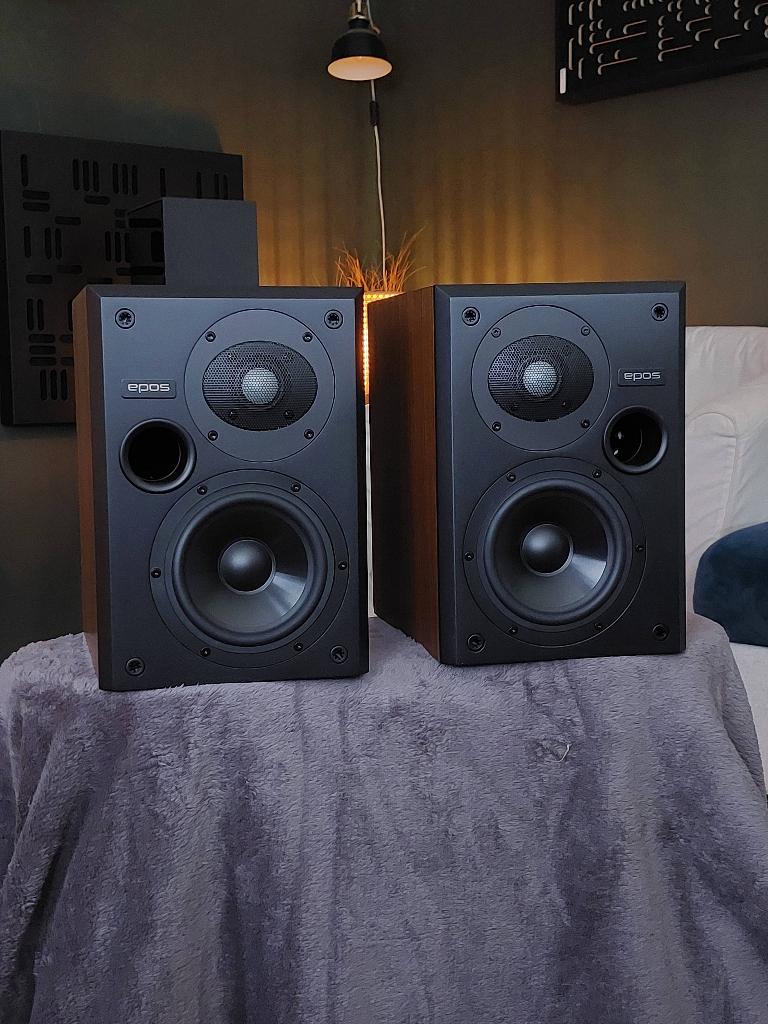 EPOS ES-7N Walnoot, Audio, Tv en Foto, Luidsprekerboxen, Zo goed als nieuw, Front, Rear of Stereo speakers, 60 tot 120 watt, Overige merken