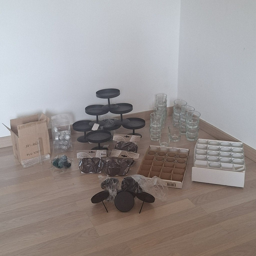 Bloemschikken diverse - trays en kaarshouders, Ophalen, Nieuw, Glas, Knutselmateriaal