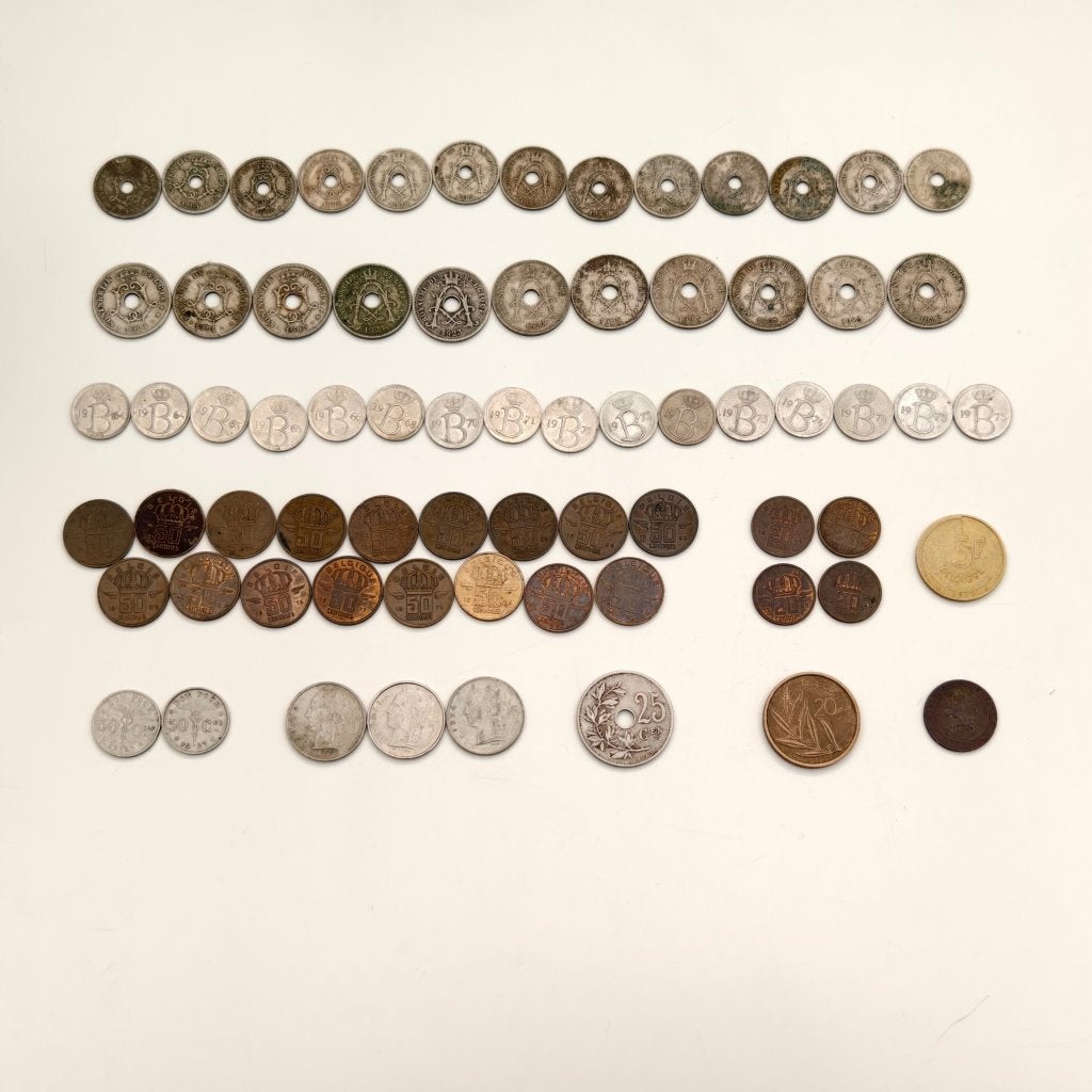 Belgique / Lot 70 pièces 1862 - 1986 / Types variés, Timbres & Monnaies, Monnaies | Belgique, Enlèvement ou Envoi, Métal, Série