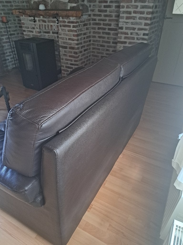 Canapé biplace en cuir marron, 75 à 100 cm, Landelijk modern, Enlèvement, Utilisé