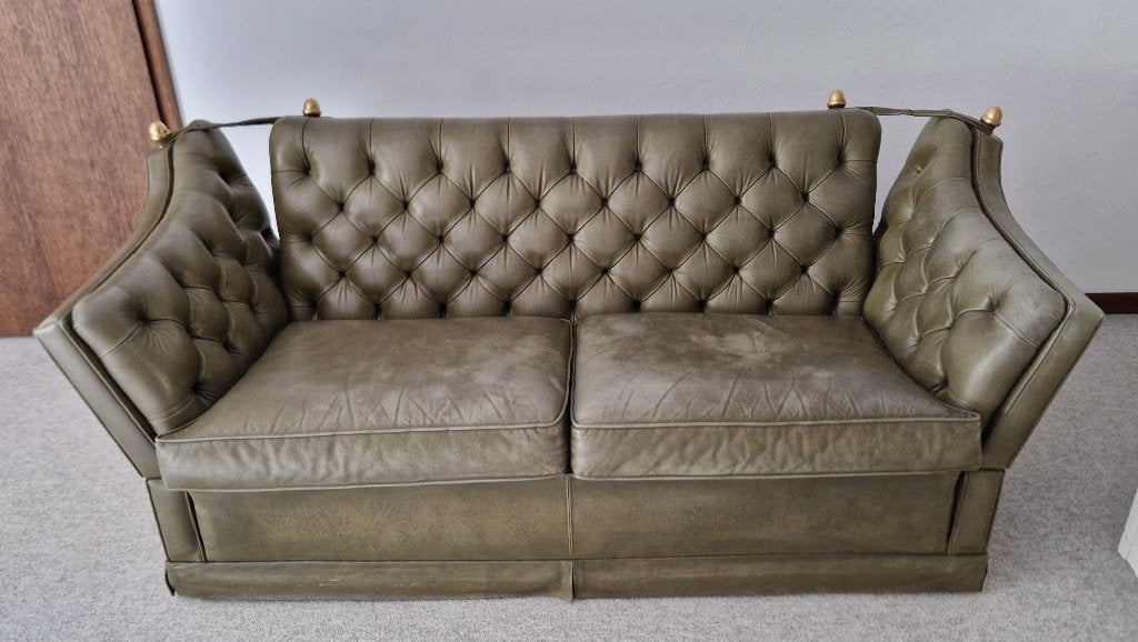 Canapé à accoudoir basculant en cuir Muylaert, Maison & Meubles, Design classic, 150 à 200 cm, Enlèvement, Utilisé