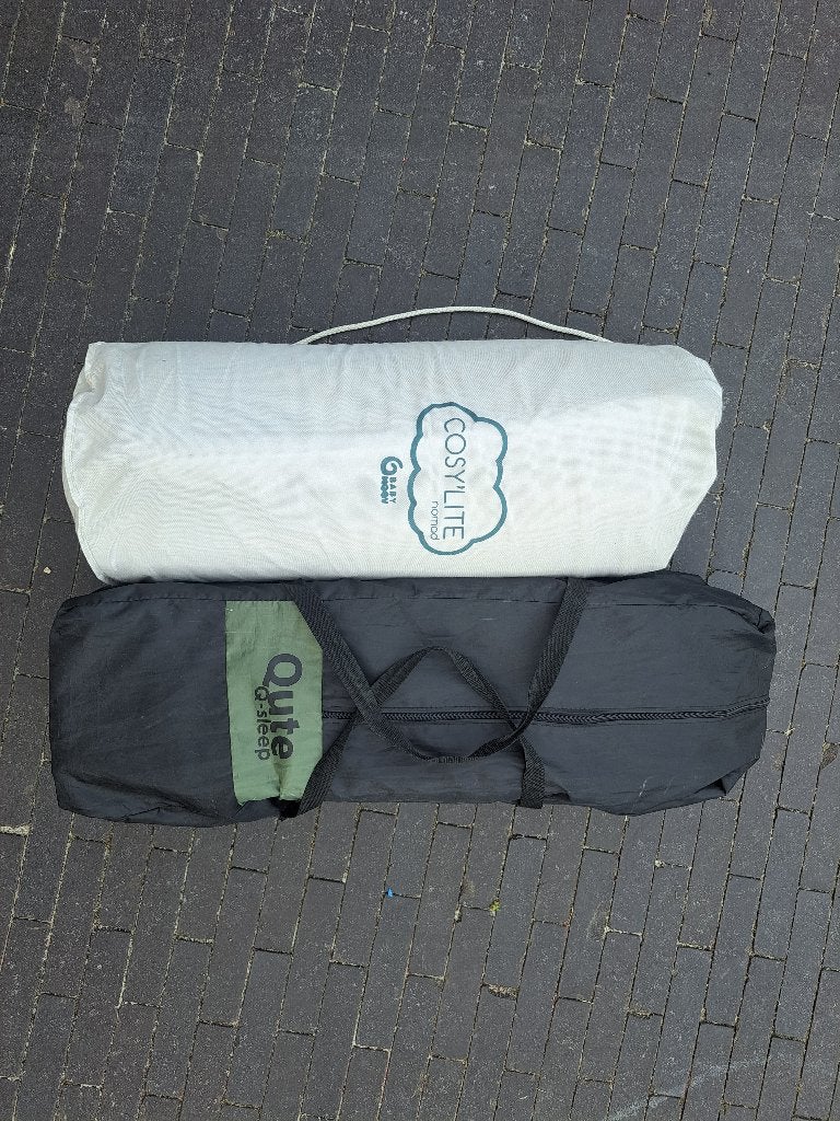 Q-sleep reisbed met matras, Ophalen, Zo goed als nieuw, Minder dan 140 cm, Matras