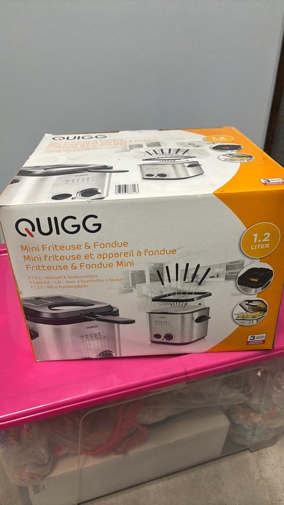 NIEUW : Quigg mini friteuse en fondue 1,2l, Elektronische apparatuur, Frituurpannen, Ophalen, Nieuw