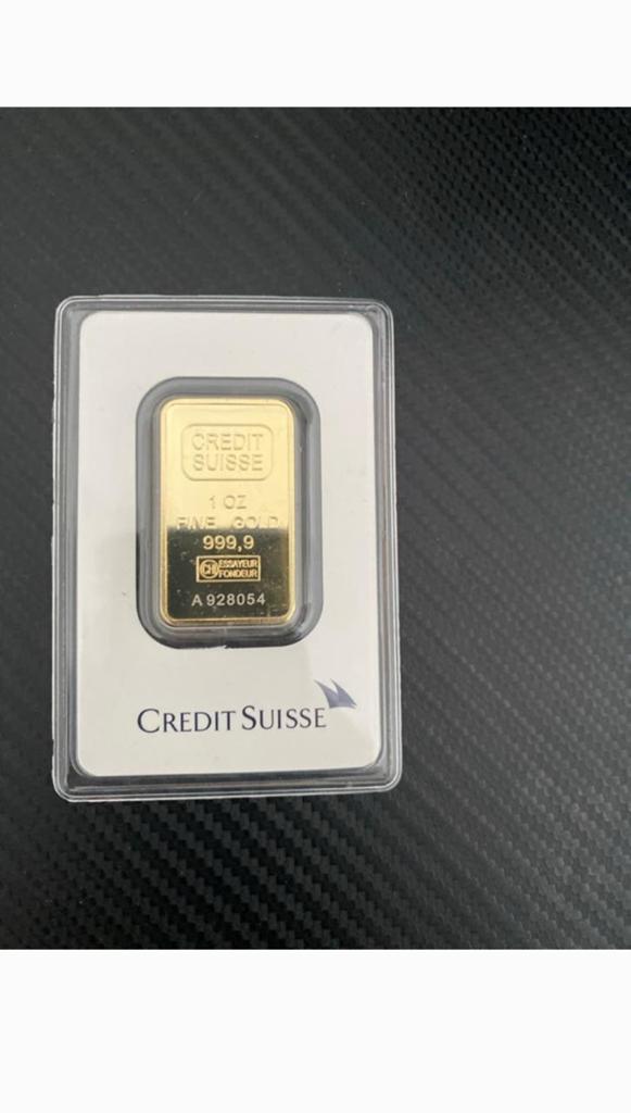 Credit Suisse 1 Troy Ounce Goudbaar 999.9 Fijn Goud, Enlèvement, Or