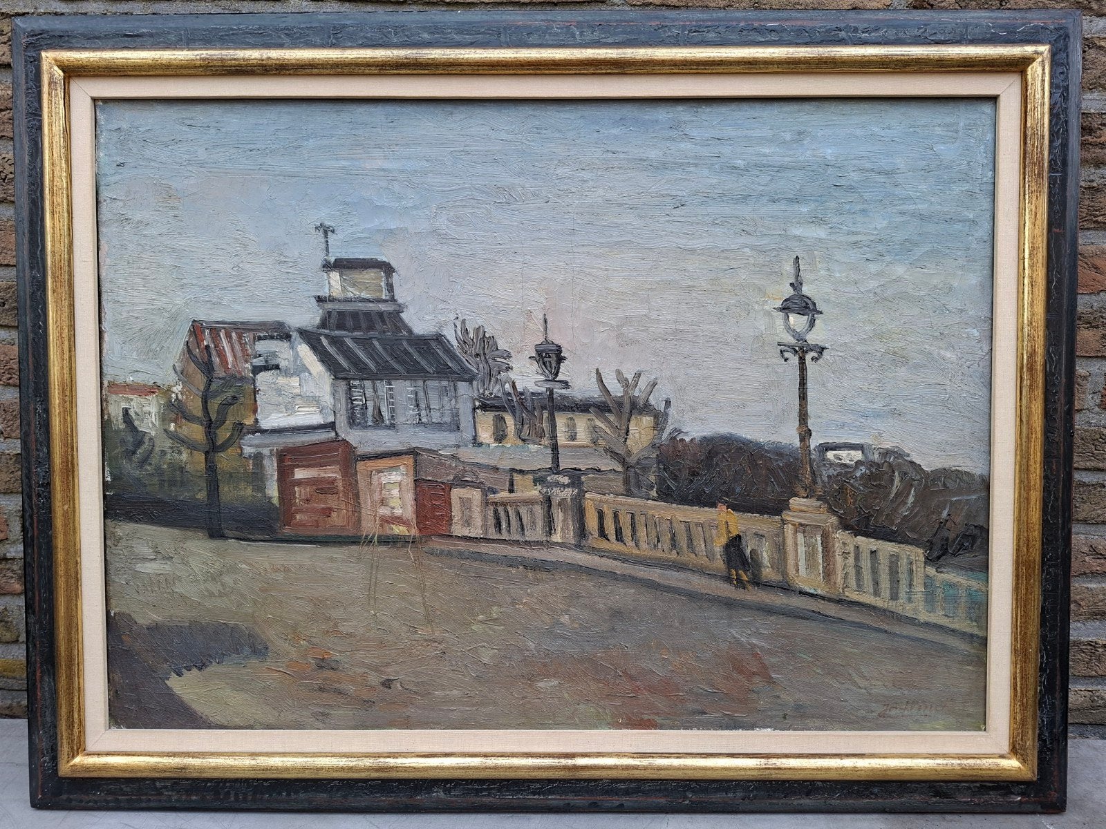 VINCK Jozef "Huizen aan de brug" olie op doek, Antiek en Kunst, Ophalen, Doek