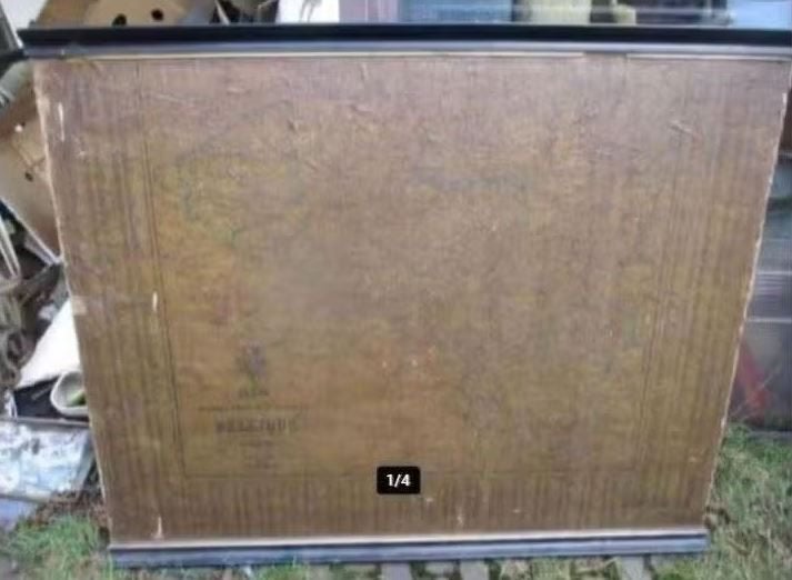 Prachtige Antieke Schoolkaart op doek van Belgie - 1879, Enlèvement, Géographie