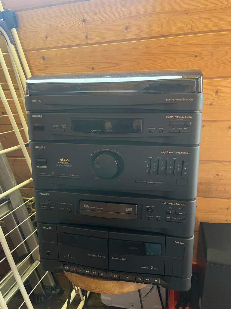 Stereo toren set Philips AS455 nette staat met plaatspeler, Ophalen, Tuner of Radio, Philips