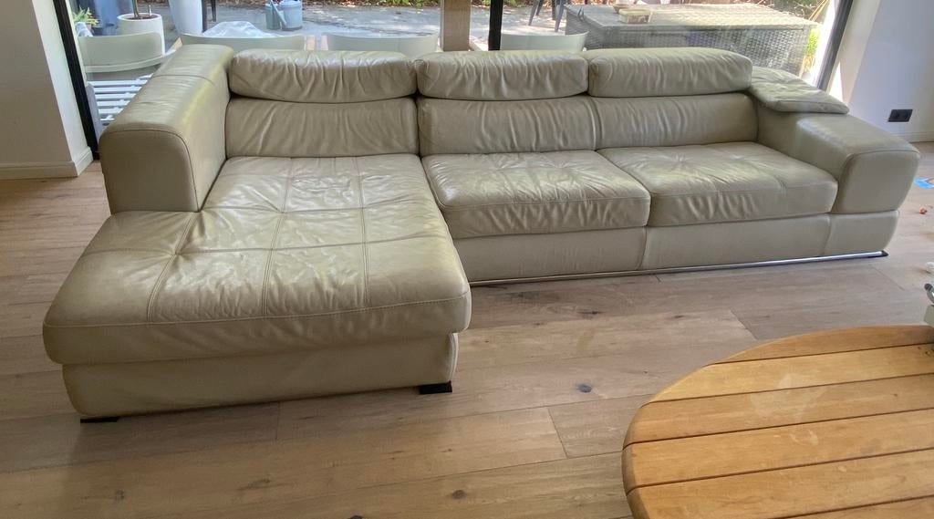 Gratis beige lederen hoekzetel. Mag vandaag weg., Ophalen