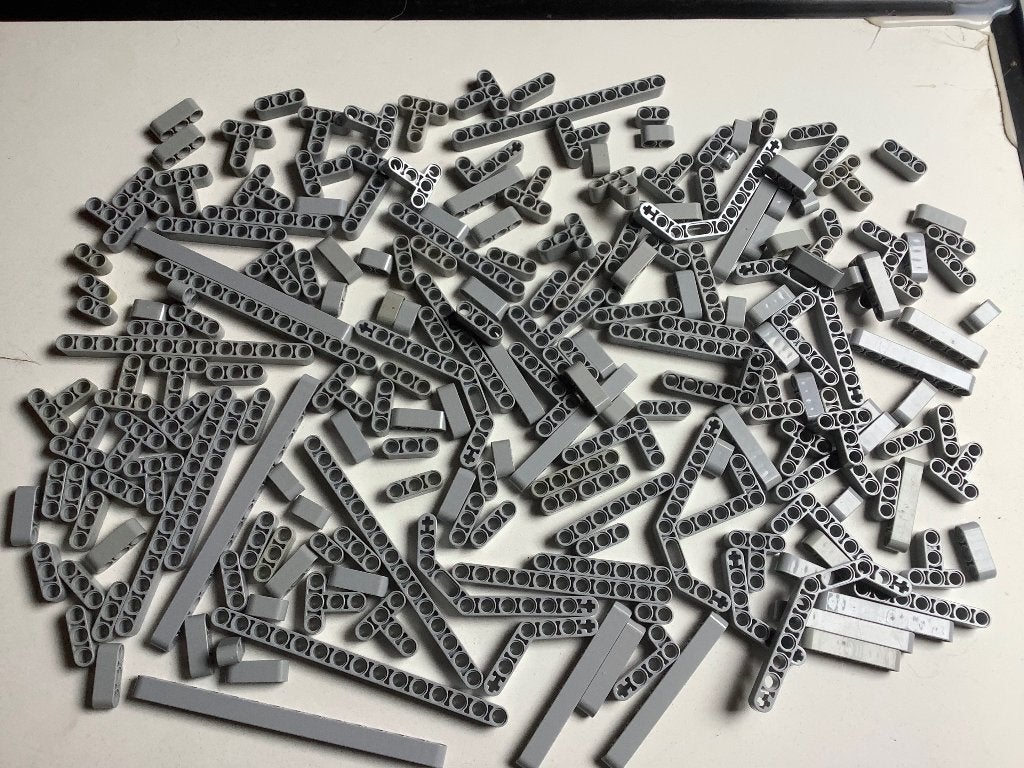 Lego Technic liftarms grijs 213 stuks / 202-8, Gebruikt, Lego, Ophalen of Verzenden, Technic