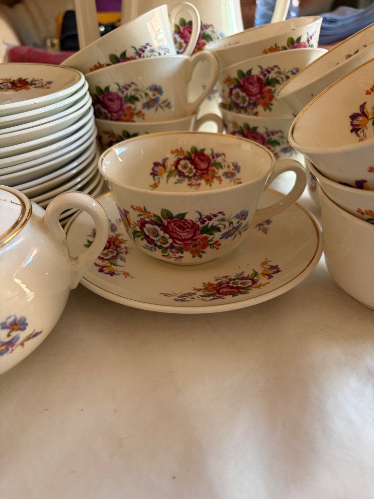 Vintage theeservies P. Regout Maastricht - 15 tassen, Ophalen, Gebruikt, Overige merken, Vintage