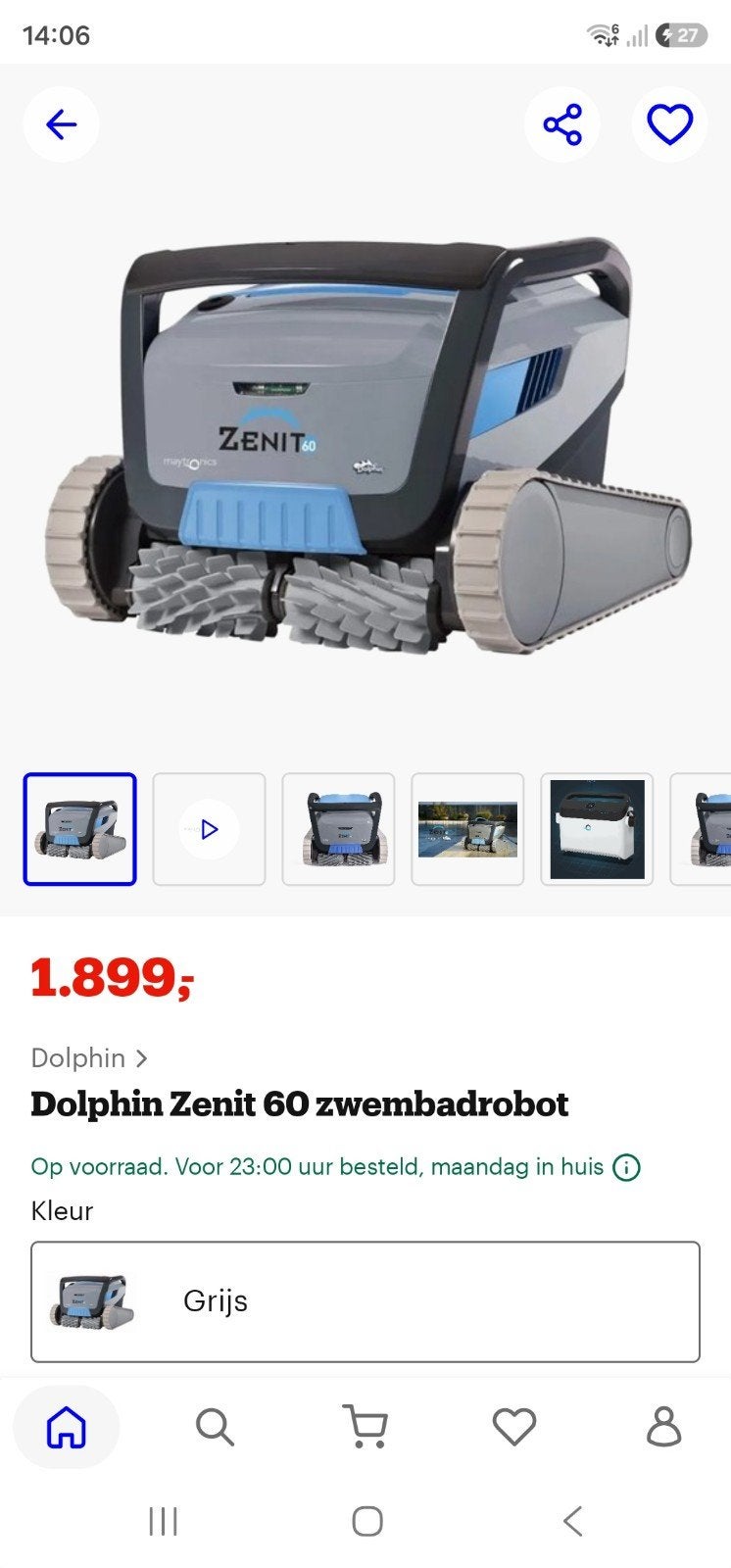 zwembadrobot dolphin zenit 60, Tuin en Terras, Zwembad-toebehoren, Ophalen