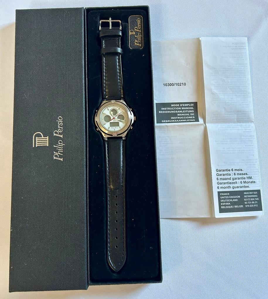 Montre neuve Philip Persio, Autres marques, Enlèvement ou Envoi, Cuir, Acier