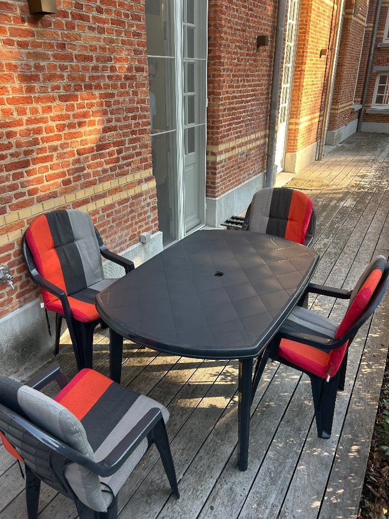 Set de jardin avec coussins, Table à dinner, Salons de jardin, Synthétique, Utilisé