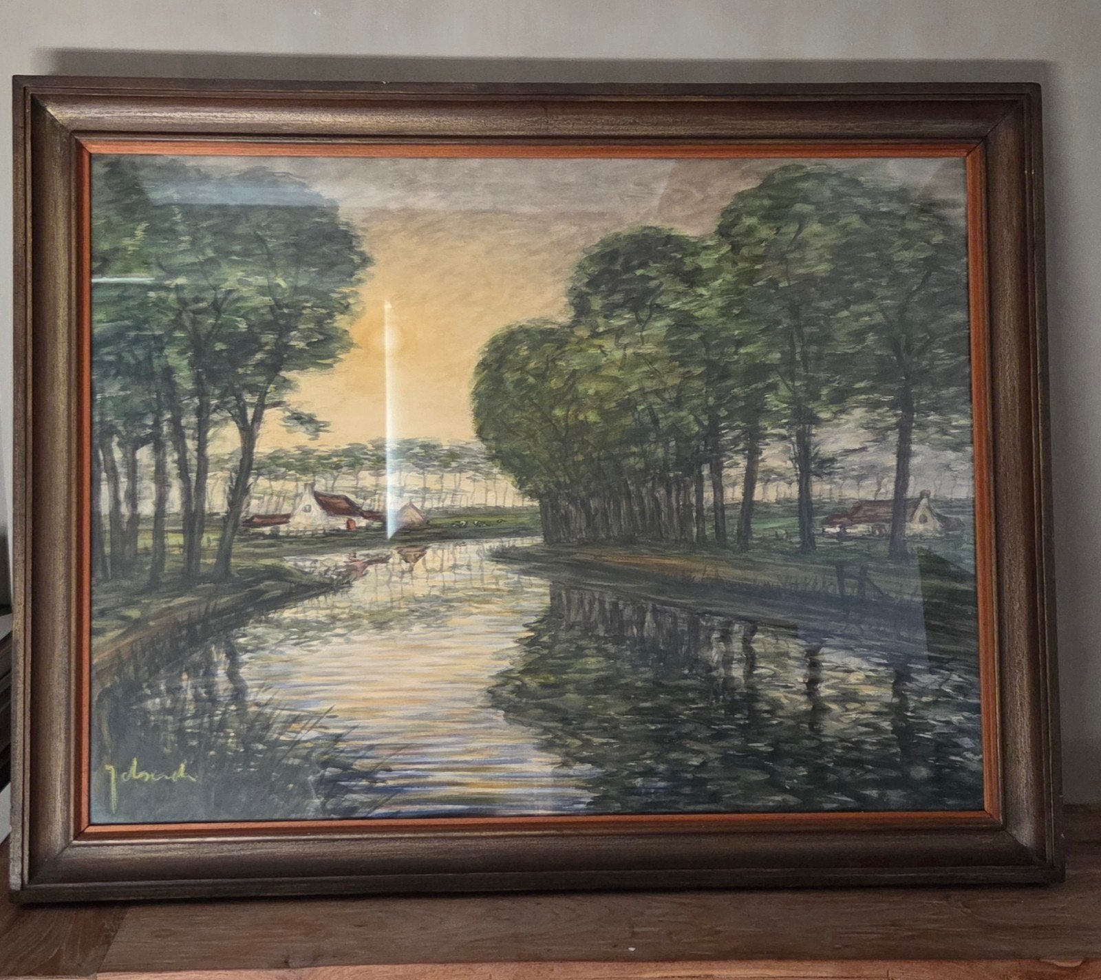 Idserda/landschapsaqaurel, Ophalen, Achter glas, Papier