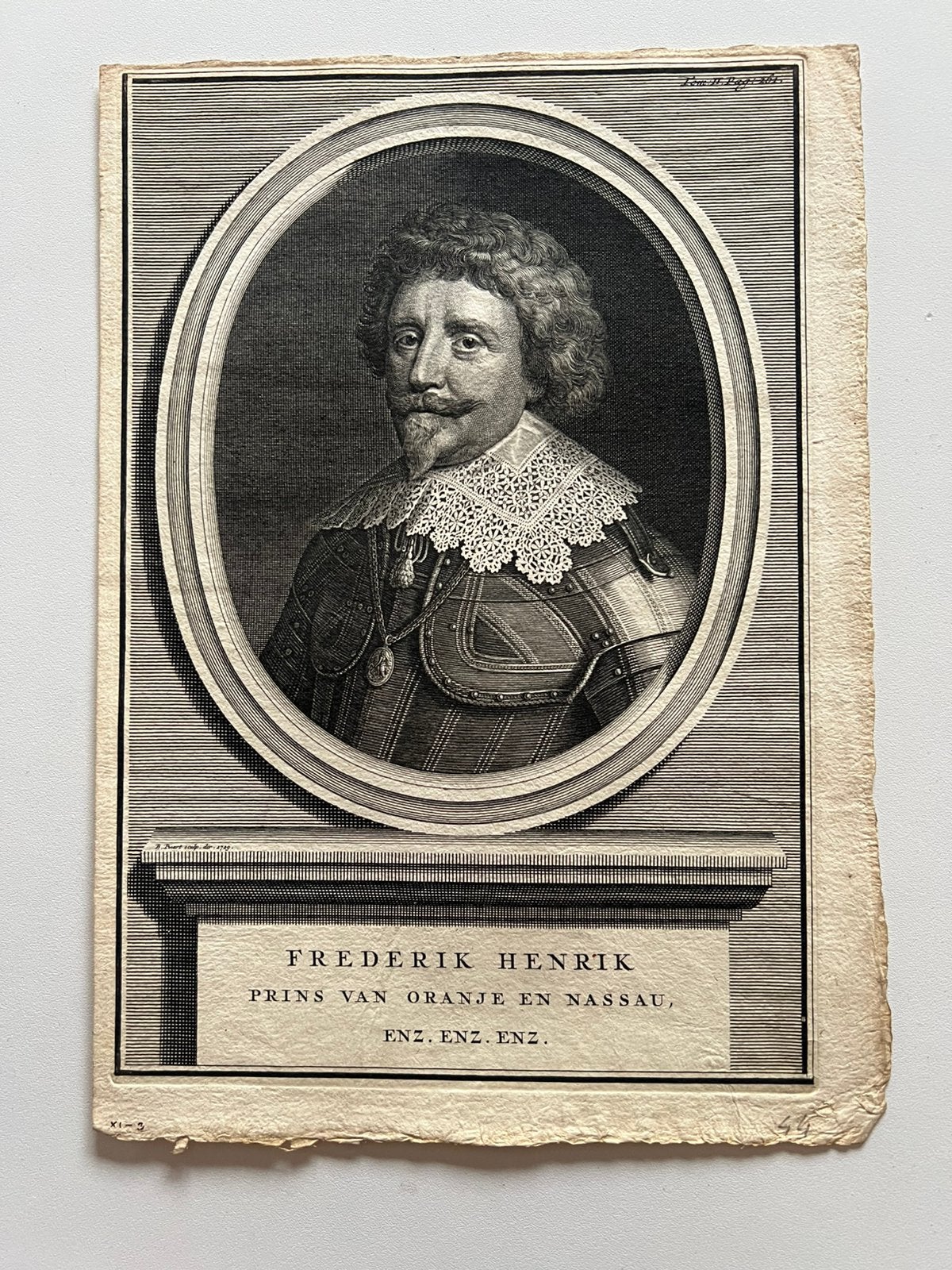 Picart-kopergravure 1729 van Frederik Hendrik van Oranje, Antiek en Kunst, Ophalen, Portret, Gravure, Gesigneerd