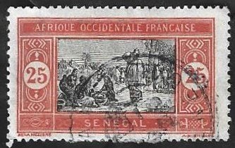 1 Postzegel Senegal 1922 Inheemse markt, Timbres & Monnaies, Timbres | Afrique, Enlèvement ou Envoi, Autres pays, Affranchi