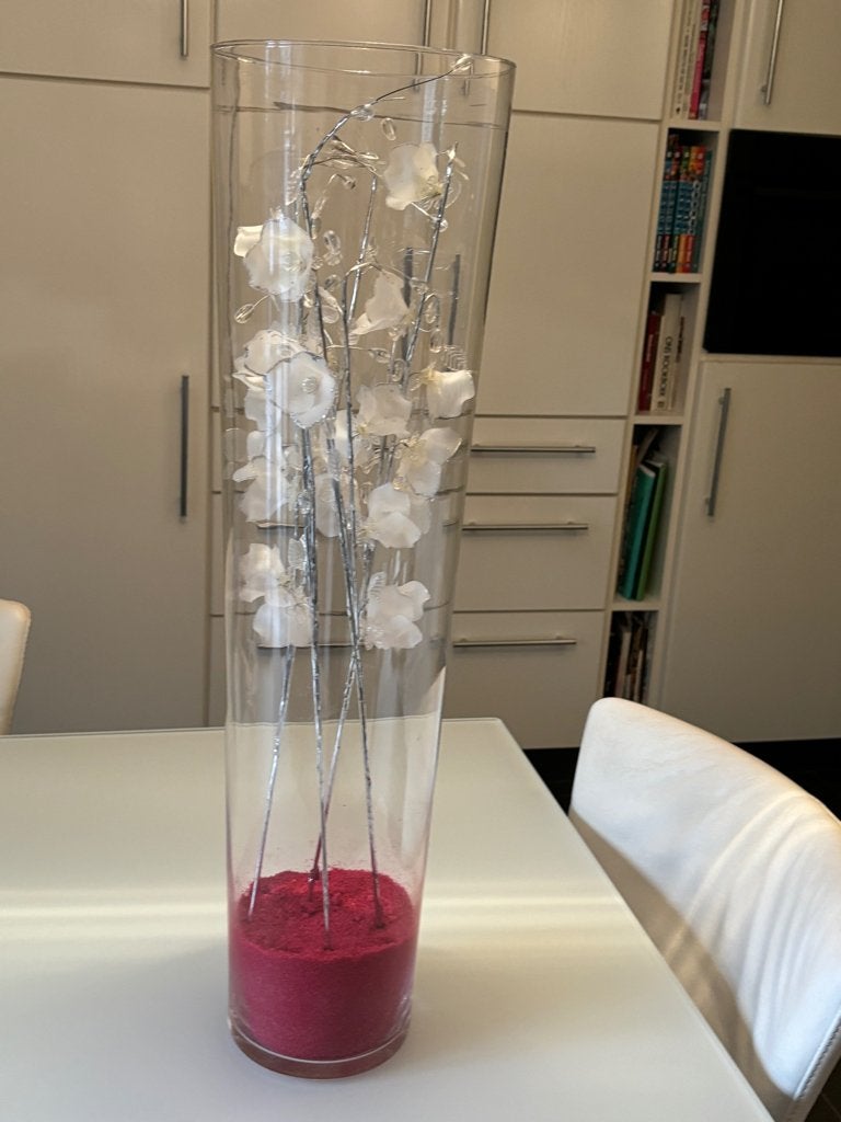 mooie vaas met bloemen in glas, Ophalen, Glas