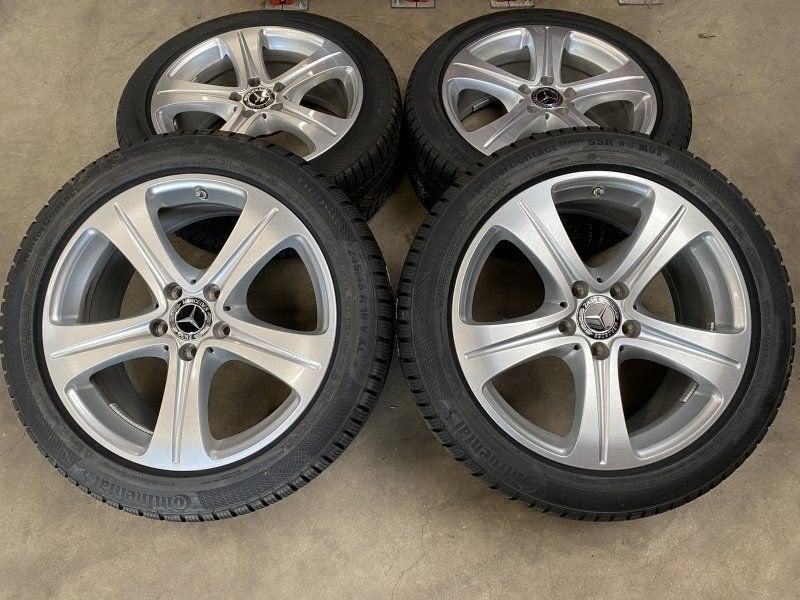 18 inch originele velgen + winterbanden Mercedes  E klasse W, Pneus et Jantes, -, Utilisé, -