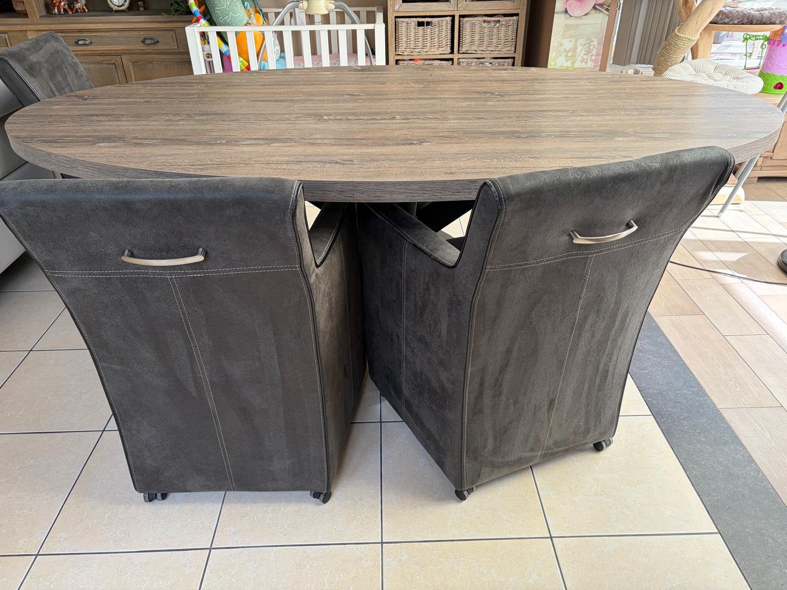 6 stoelen met wieltjes, Maison & Meubles, Chaises, Comme neuf, Cinq, Six Chaises ou plus, Gris, Enlèvement
