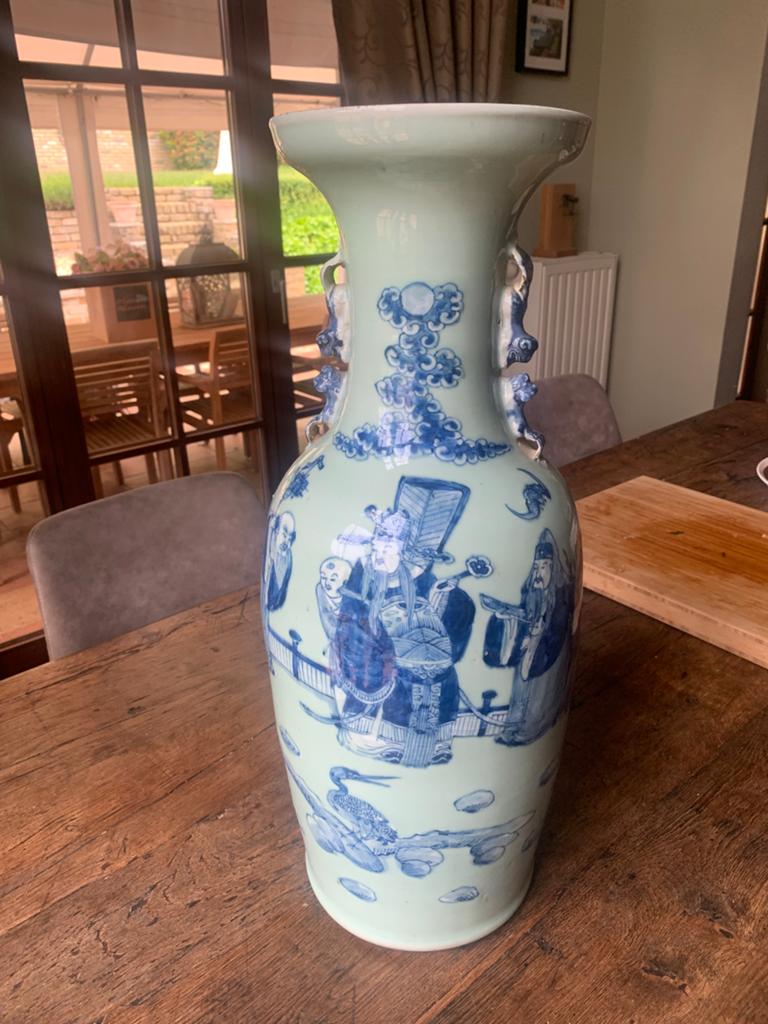 Chinese vaas blauw-wit porselein, Ophalen of Verzenden