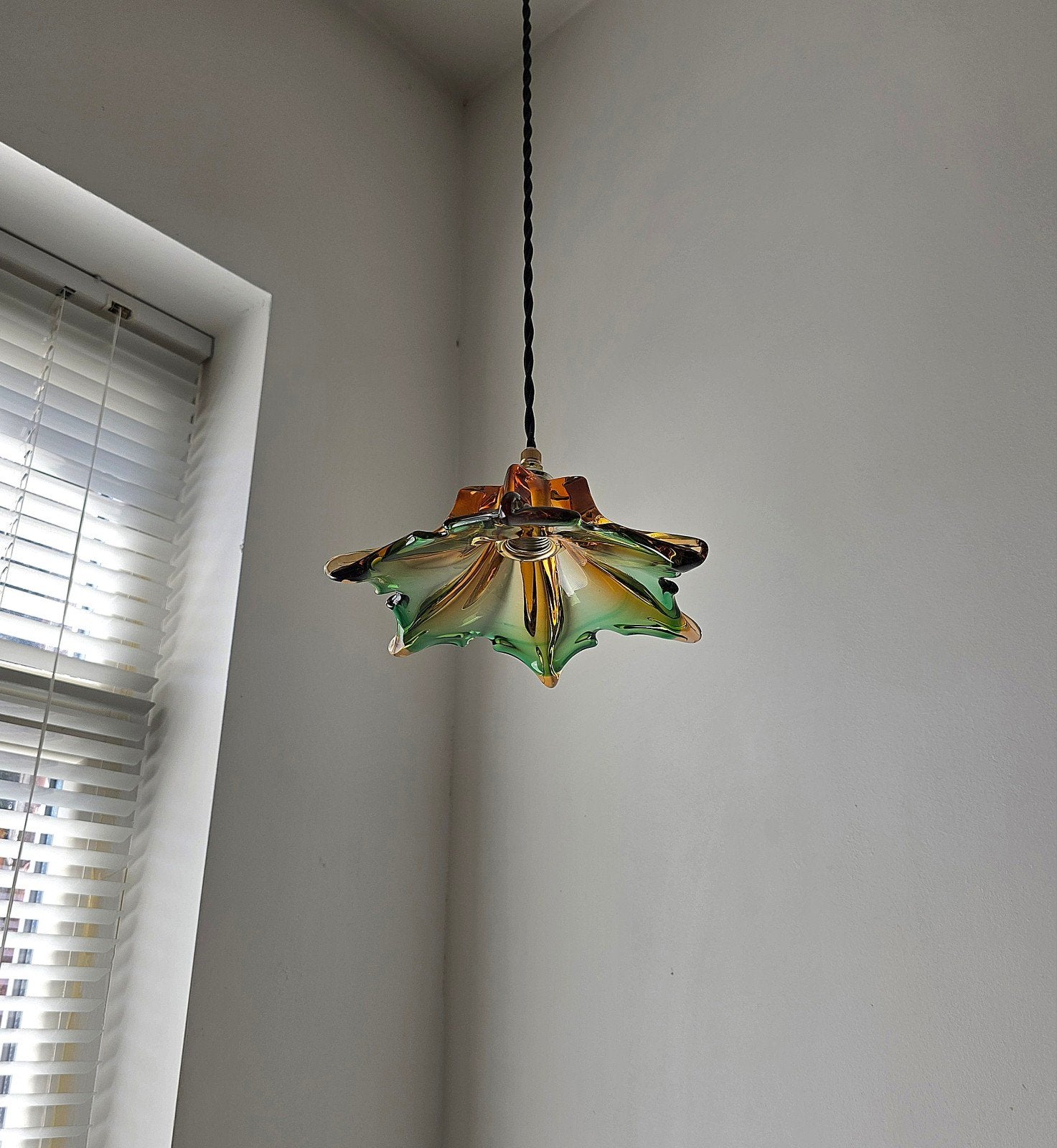 Lampe suspendue vintage en verre de Murano., Enlèvement ou Envoi