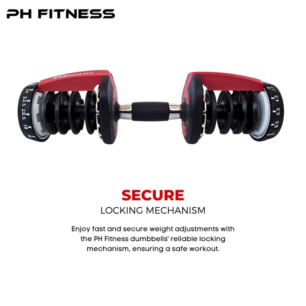 REFURBISHED DEAL PH Fitness - 2x 24KG Verstelbare Dumbbells, Ophalen, Nieuw