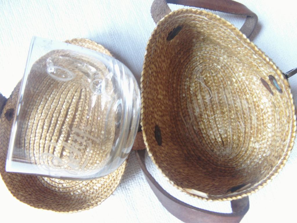 glas tas in mandje vintage retro, Ophalen of Verzenden, Nieuw