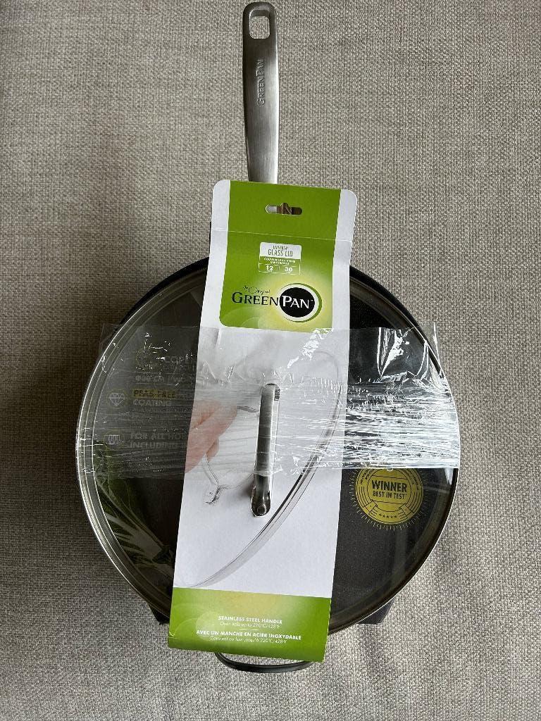 GreenPan Copenhagen wok pan 30cm met deksel, Ophalen, Keramische plaat, Wok, Nieuw