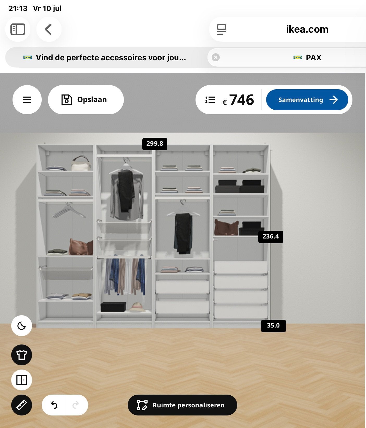 Ikea Pax Kleerkast, 37 cm diep, 3m breed, Ophalen, Zo goed als nieuw