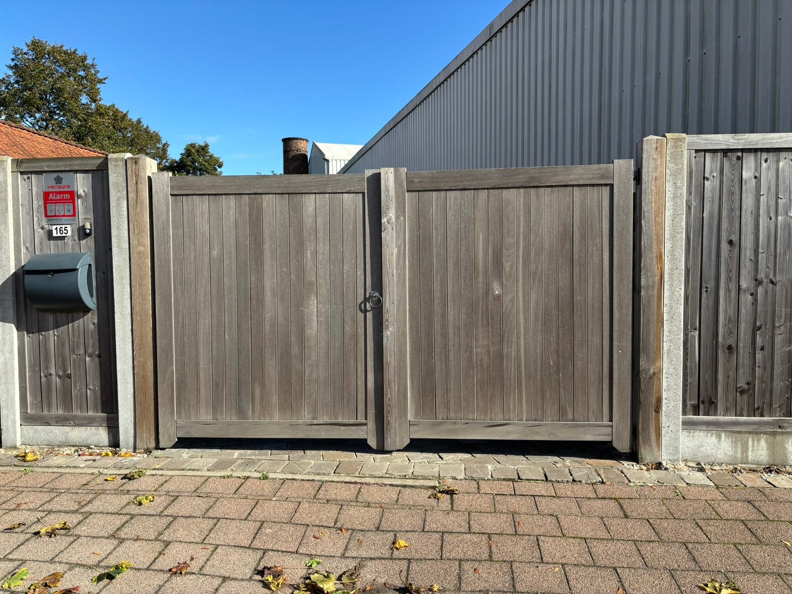Houten bangkirai poort, Tuin en Terras, Ophalen, Gebruikt, Hout