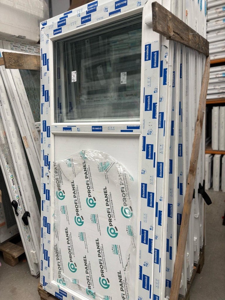 Porte en pvc blanc 3/4 panneau, 1/4 vitré poignée compris, Enlèvement, Neuf