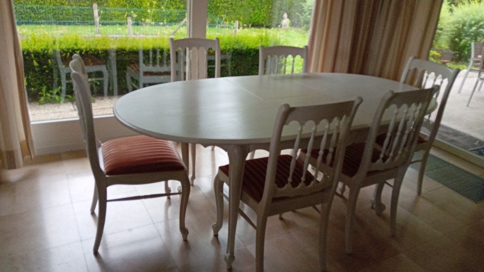 landelijke stijl met 6 stoelen, Huis en Inrichting, Ophalen, Gebruikt, Wit, Landelijk