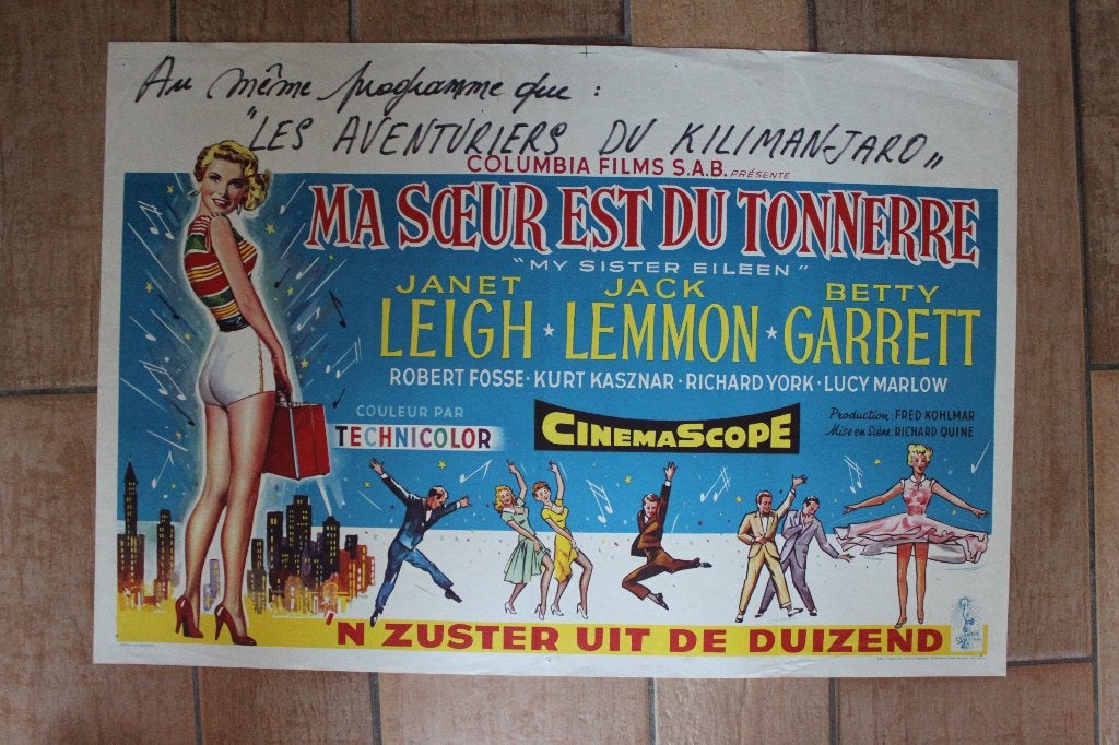 filmaffiche Janet Leigh My Sister Eileen 1955 filmposter, Rechthoekig Liggend, Ophalen of Verzenden, Zo goed als nieuw, A1 t/m A3