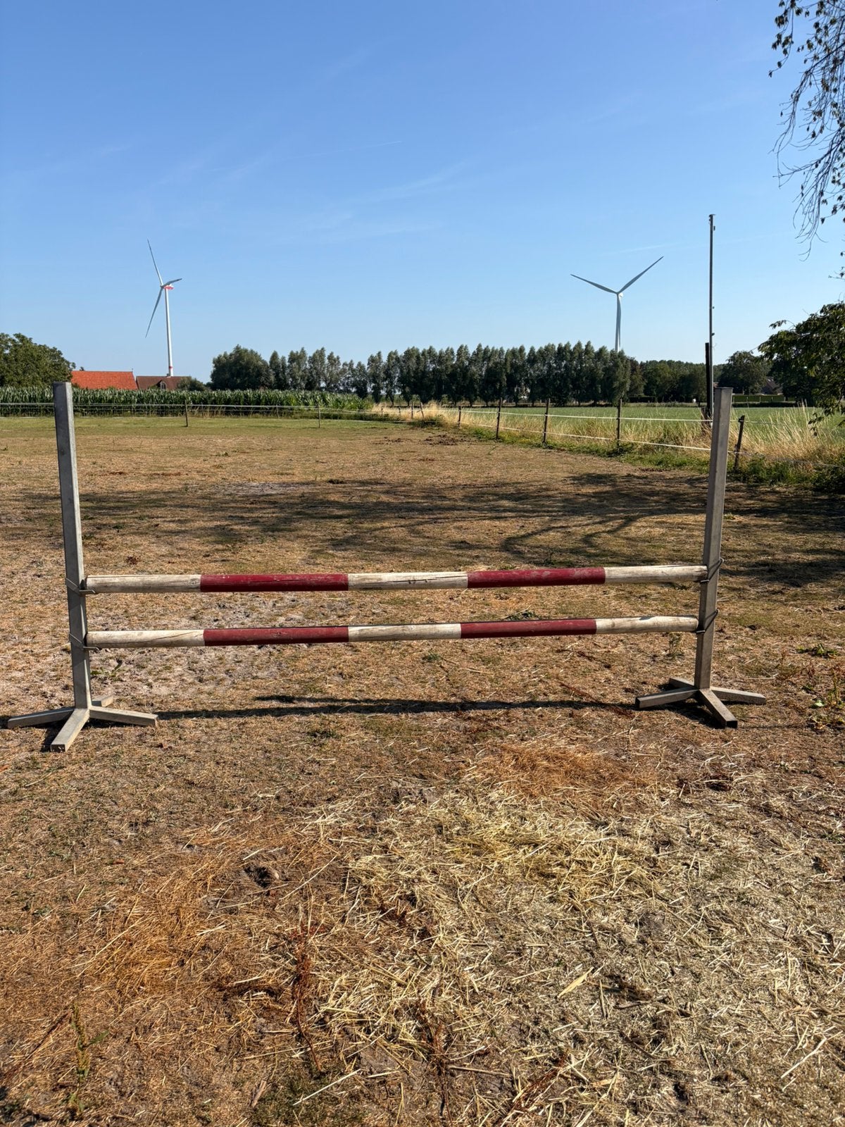 Hindernis - 2 staanders, 4 lepels en 2 balken, Dieren en Toebehoren, Paarden en Pony's | Overige Paardenspullen, Ophalen, Zo goed als nieuw