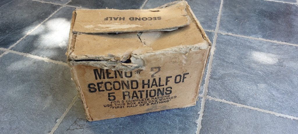 US WO2 ration cardboard box menu nr. 2 ( 01/1945 ) original, Enlèvement ou Envoi, Armée de terre, Caisse ou Géocache