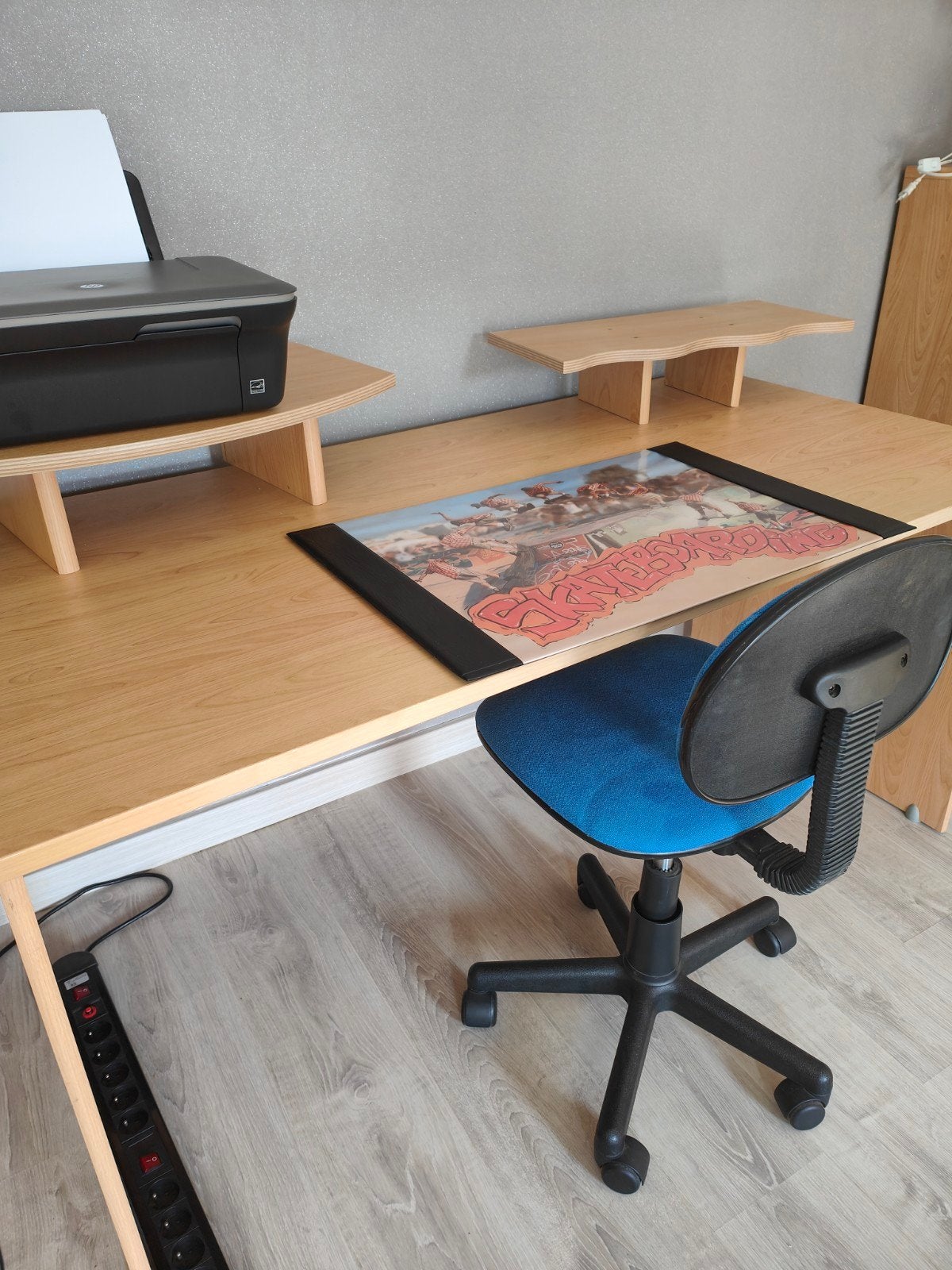ensemble bureau, étagères et fauteuil, Enlèvement, Bleu, Bois