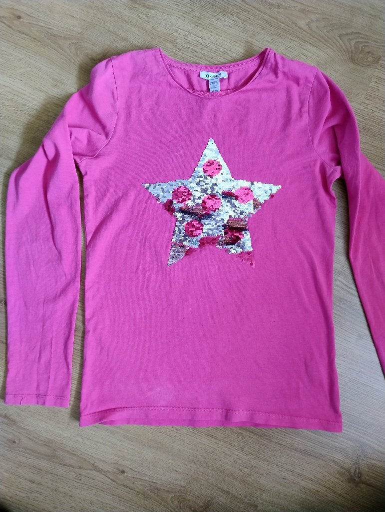 T shirt manches longues à sequins okaidi 14 ans, Enfants & Bébés, Enlèvement ou Envoi, Utilisé, Okaidi, Fille